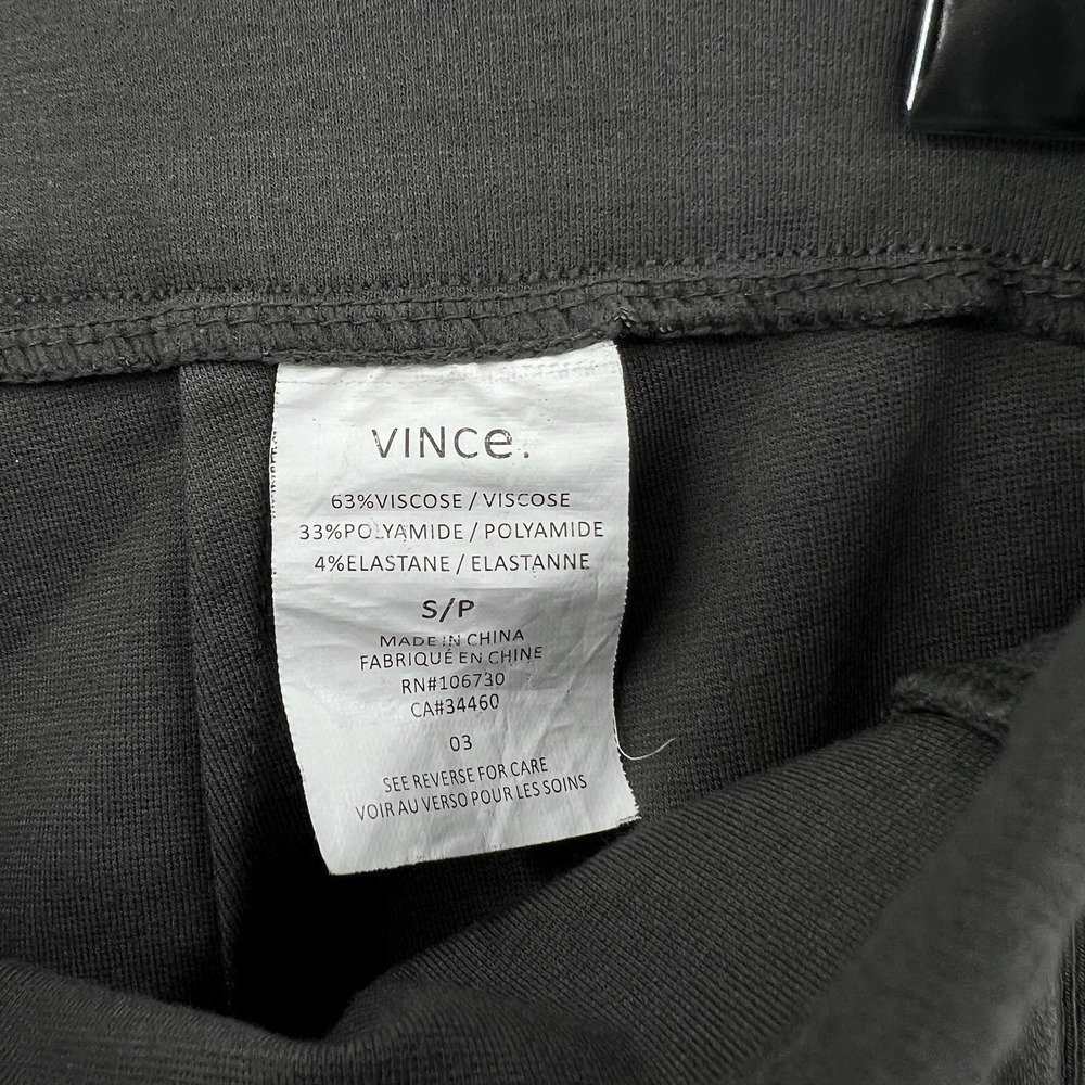 VINCE Pants Womens Small Charcoal Leather Piped Leggings Jogger Mid Rise - Picture 11 of 16
